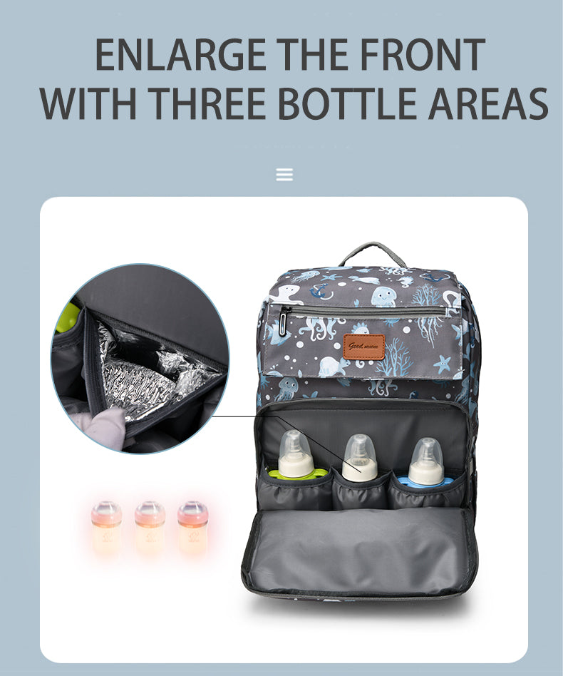 MomiEase 2-in-1 Diaper Bag Backpack with Foldable Baby Bed