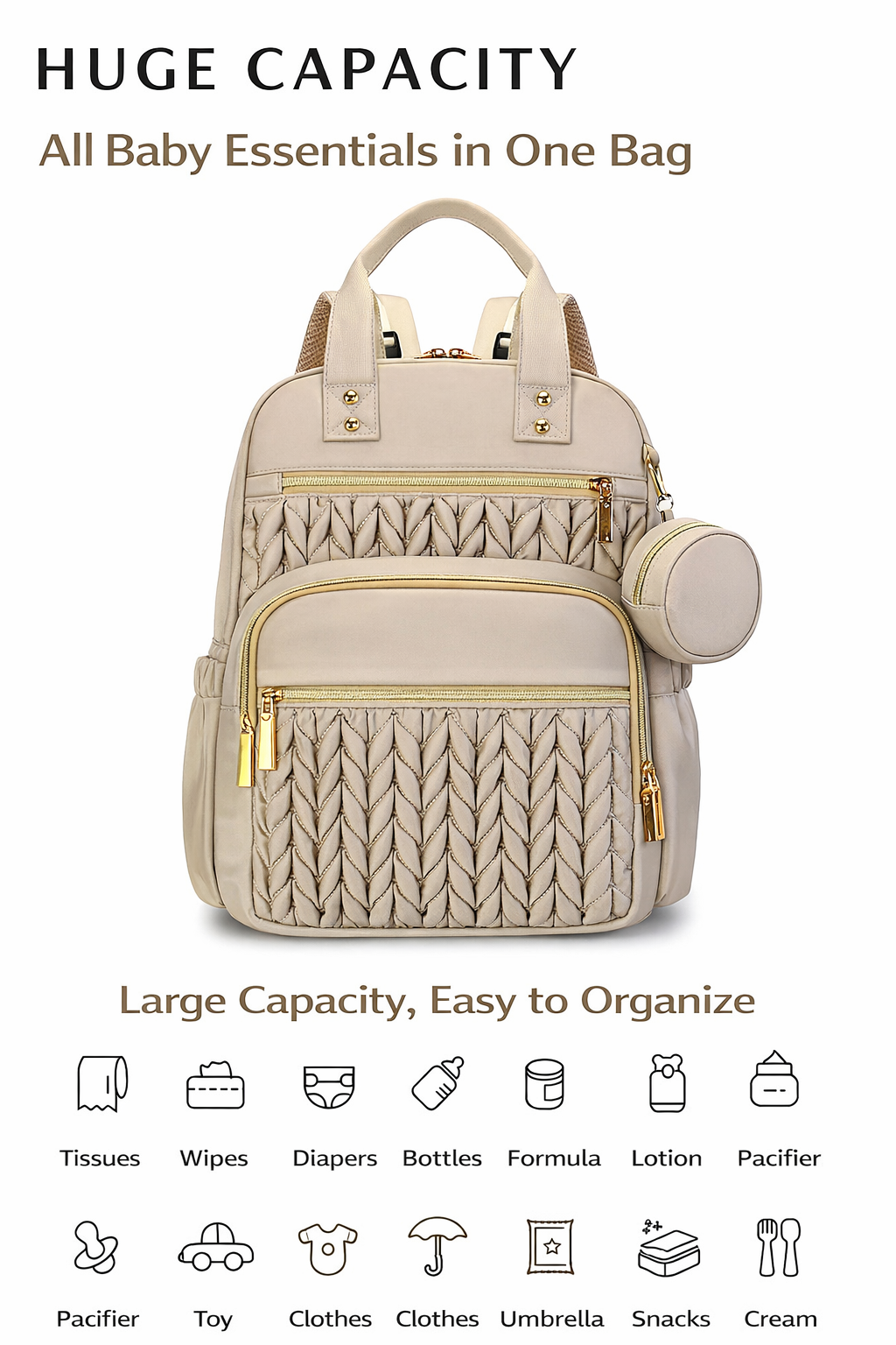 MomiEase Travel Diaper Bag Backpack - Black