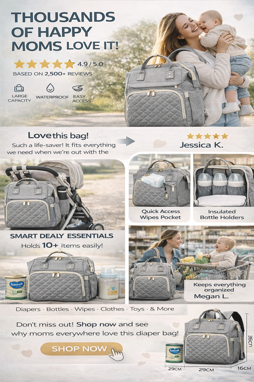 MomiEase Everyday Diaper Bag Backpack - Black