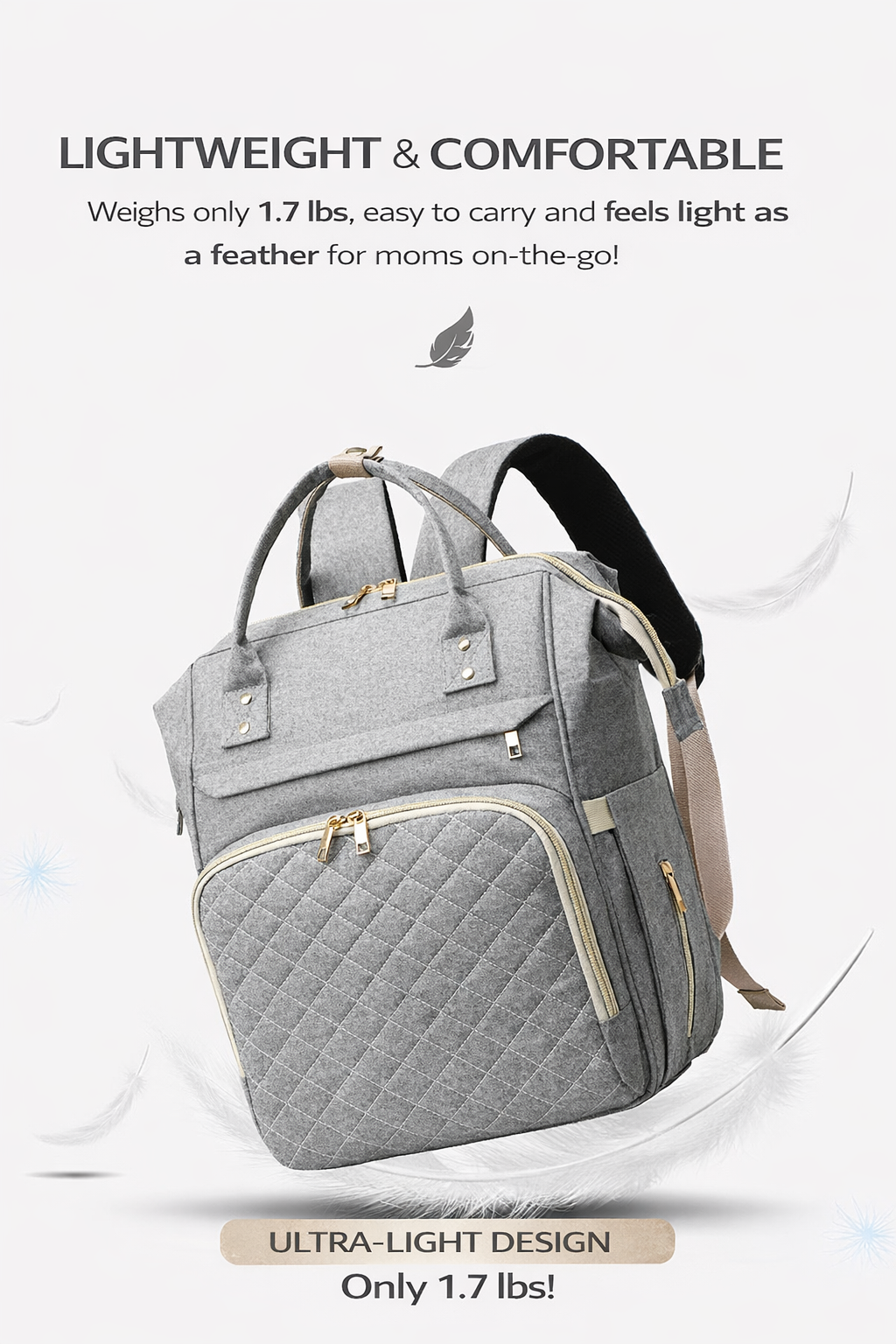 MomiEase All-in-One Diaper Bag Backpack - Gray